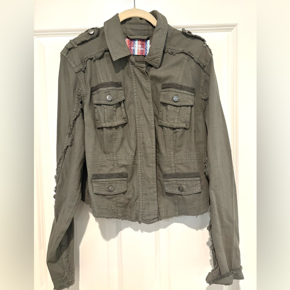 Urban Outfitters army green short jacket. Size Large. Like new